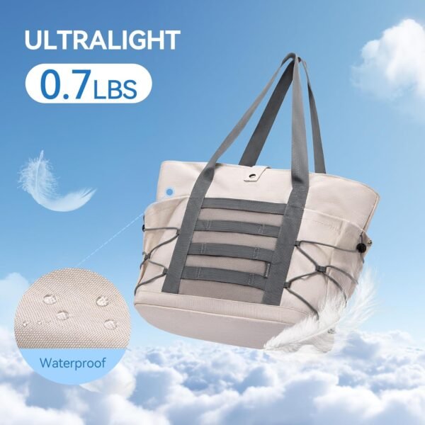 BOSTANTEN Travel Tote Bags for Women Foldable Beach Bag Waterproof Zipper Gym Sports Shopping Bag Trolley Sleeve - Image 6