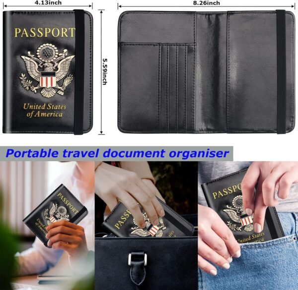 Herain Passport Holder Wallet Cover Case for Men Women Family, Metal US Badge Passport Book Holers with RFID Blocking, Travel Essentials Cruise Must Haves - Image 5