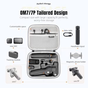 Osmo Mobile 7 Pro/7 Case, PU Leather Portable Storage OM 7/7 Pro Case Storage Bag for DJI OM 7 Pro/OM 7 Smartphone Gimbal Stabilizer Accessories