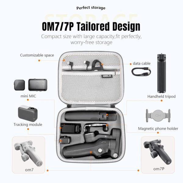 Osmo Mobile 7 Pro/7 Case, PU Leather Portable Storage OM 7/7 Pro Case Storage Bag for DJI OM 7 Pro/OM 7 Smartphone Gimbal Stabilizer Accessories - Image 2