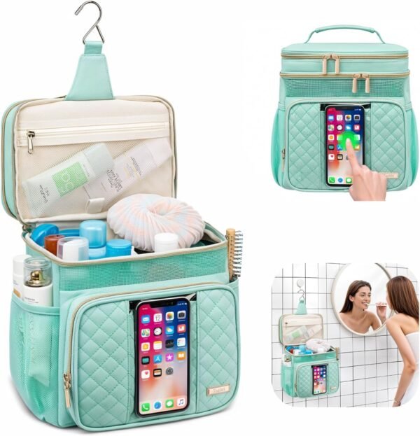 Large Toiletry Bag for Women Men,Bathroom Bag,Water Resistant Portable Shower Caddy for College Dorm,Hanging Toiletry Bags for Traveling,Gym Camping Cruise Ship Travel Essentials Shower Bag - Image 2