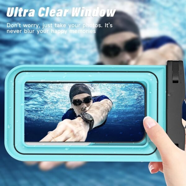 Waterproof Phone Pouch - 2 Pack IP68 Floating Waterproof Phone Case, Dry Bag Beach Cruise Essentials with Adjustable Lanyard for iPhone 16 Pro Max / 15 Pro/Galaxy S24 S23 (Black and Blue) - Image 7