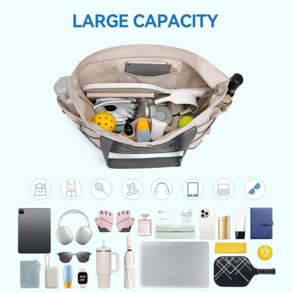 BOSTANTEN Travel Tote Bags for Women Foldable Beach Bag Waterproof Zipper Gym Sports Shopping Bag Trolley Sleeve - Image 3