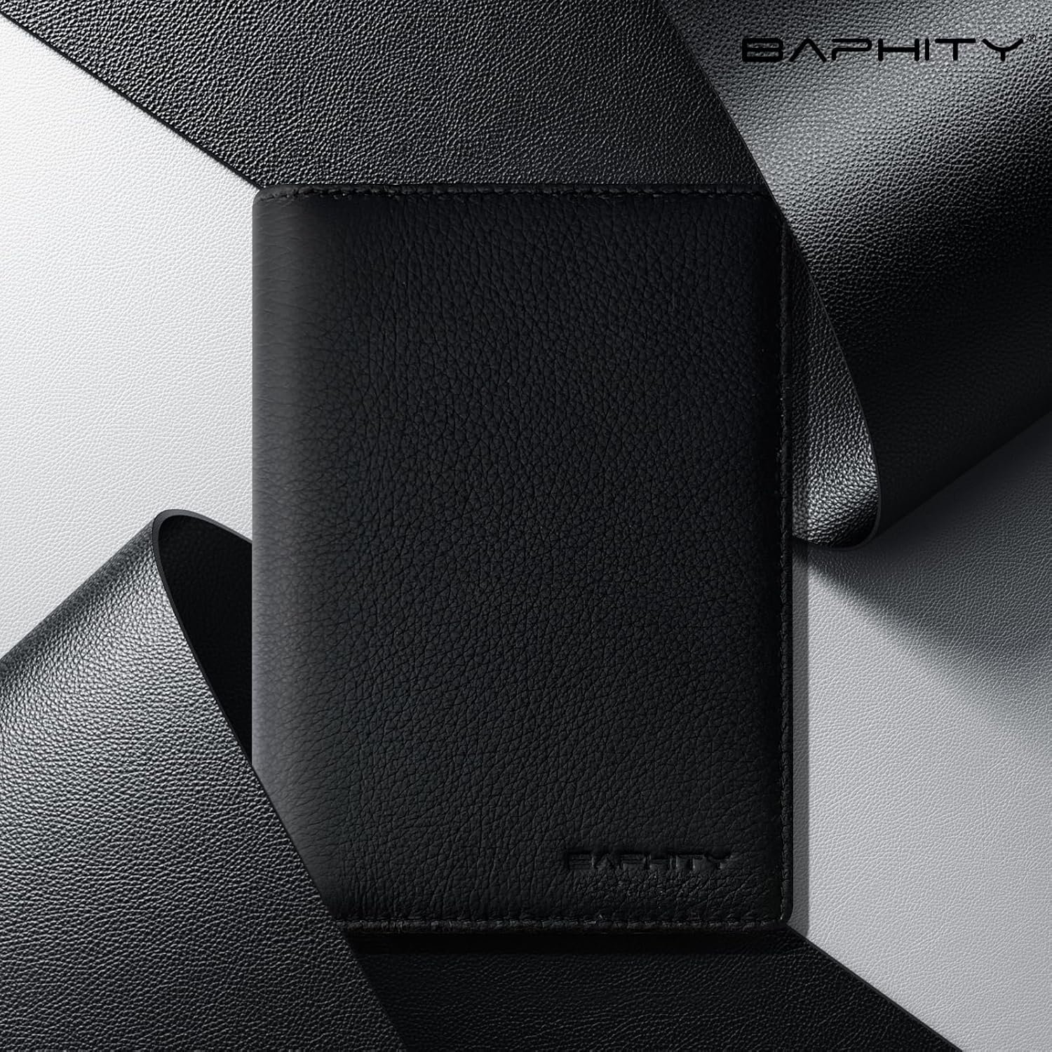 Genuine Leather Passport Holder Wallet Cover Gift for Women and Men-Gifts for Dad from Daughte-Travel Essentials Rfid Passport document Holder with Zipper Slot (Black) - Image 6