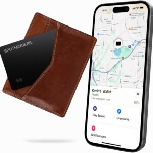 SPOTMINDERS Wallet Tracker Tag Works with Apple Find My Tracking Card for Wallet Card GPS Wallets Rechargeable IP68 Waterproof 0.07in Slim iPhone Item Finder Smartcard for Luggage Tags Purse Keys