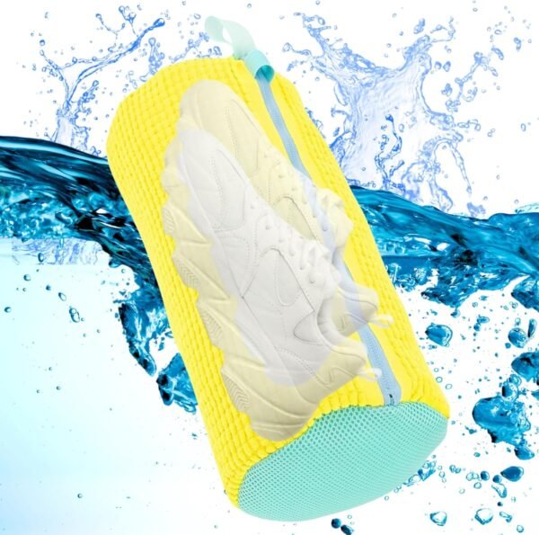 XXL Shoe Bag for Washing Machine - 2PCS Reusable shoe laundry bag for washer and dryer, 360° Premium Protective Shoe Washing Machine Bag for Sneakers, Slippers, Gym & All Type of Shoes (YELLOW) - Image 6