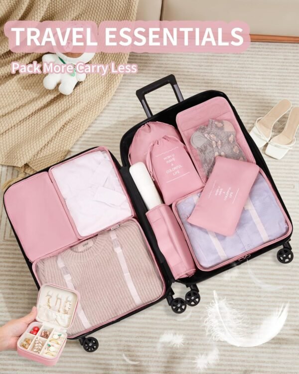 Packing Cubes 11 Set, Suitcase Organizers, Luggage Organizer Bags, Packing Cubes for Travel, with Toiletry Bag, Travel Essentials,Pink - Image 3