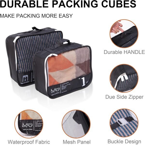 Luggage Organizer Bags For Travel - 4 Set Of Packing Cube for Suitcases - Packing Cubes For Travel-Packing Cubes For Carry On Suitcase Luggage(4 black) (4 Black) - Image 3