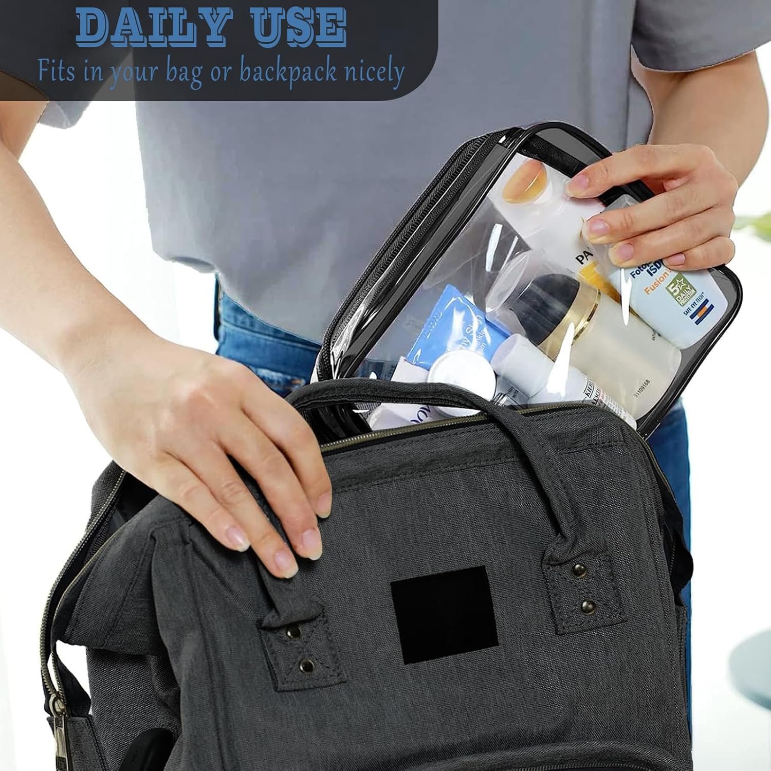 16 Pieces Clear Makeup Bags Bulk, TSA Approved Toiletry Bag for Travel, PVC Waterproof Travel Small Pouches Clear Pouch with Zipper for Men and Women Carry-on Travel Essentials Cosmetic Bags (Black) - Image 8