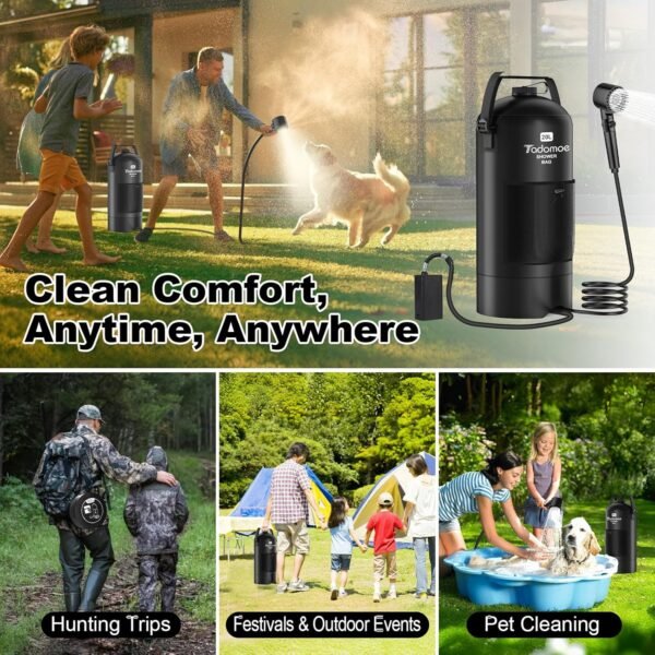Portable Shower for Camping,5 Gal/20L Solar Heating Camping Shower Bag with Shower Pump,Shower Head,Essential for Camping,Festivals,Overlanding,Beach Trips,Outdoor Showers (Eco Foot Pump) - Image 7