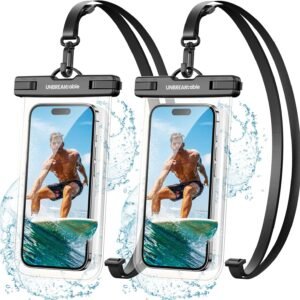 UNBREAKcable Waterproof Phone Pouch-2 Pack IPX8 Waterproof Phone Case for iPhone 16 15 14 13 12 11 Pro Max & Samsung S25 S24 S23-Dry Bag & Travel Essentials for Beach, Pool, Kayak & Cruise-7″