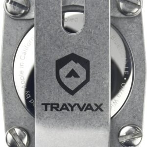 Trayvax Tracer Apple Airtag Keychain, Stainless Steel Air Tag Holder Key Chain with Pocket Clip, and Lanyard Hole, Silver