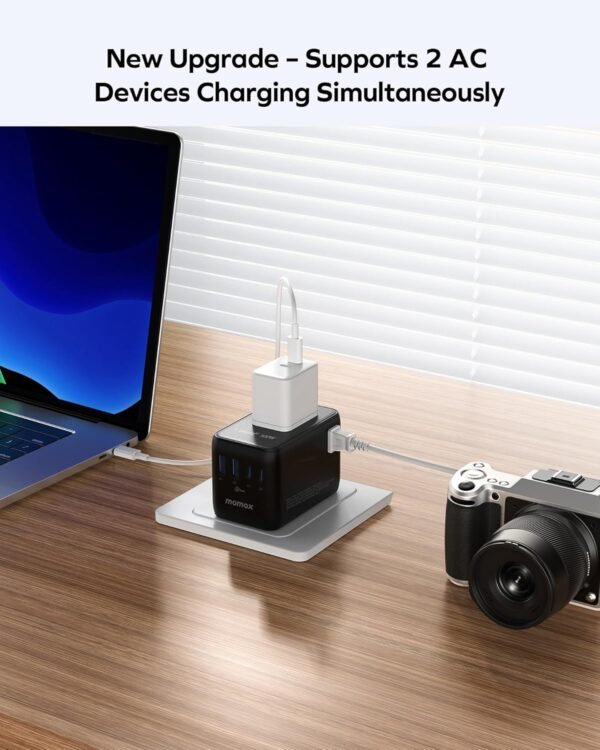 MOMAX Universal Travel Adapter, GaN 100W International Power Adapter, 2 AC, 2 USB-C PD Fast Charging & 2 USB-A QC, All-in-one International Plug Adapter for Travel European UK AUS JP - Image 6