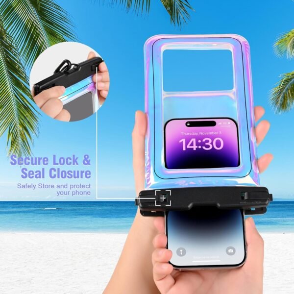 Waterproof Phone Pouch Floating - Waterproof Phone Case- Float Cell Phone Dry Bag for iPhone 15 14 13 12 11 Pro Max, Galaxy S24 S23 S22 Ultra Google, Up to 7.5" Phones -Dazzling Colorful Purple - Image 6