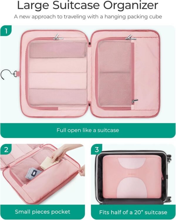 BAGSMART Hanging Travel Packing Cubes, 6 Set Large Travel Cubes for Women Cruise Ship Essentials, Suitcase Organizers - Image 2