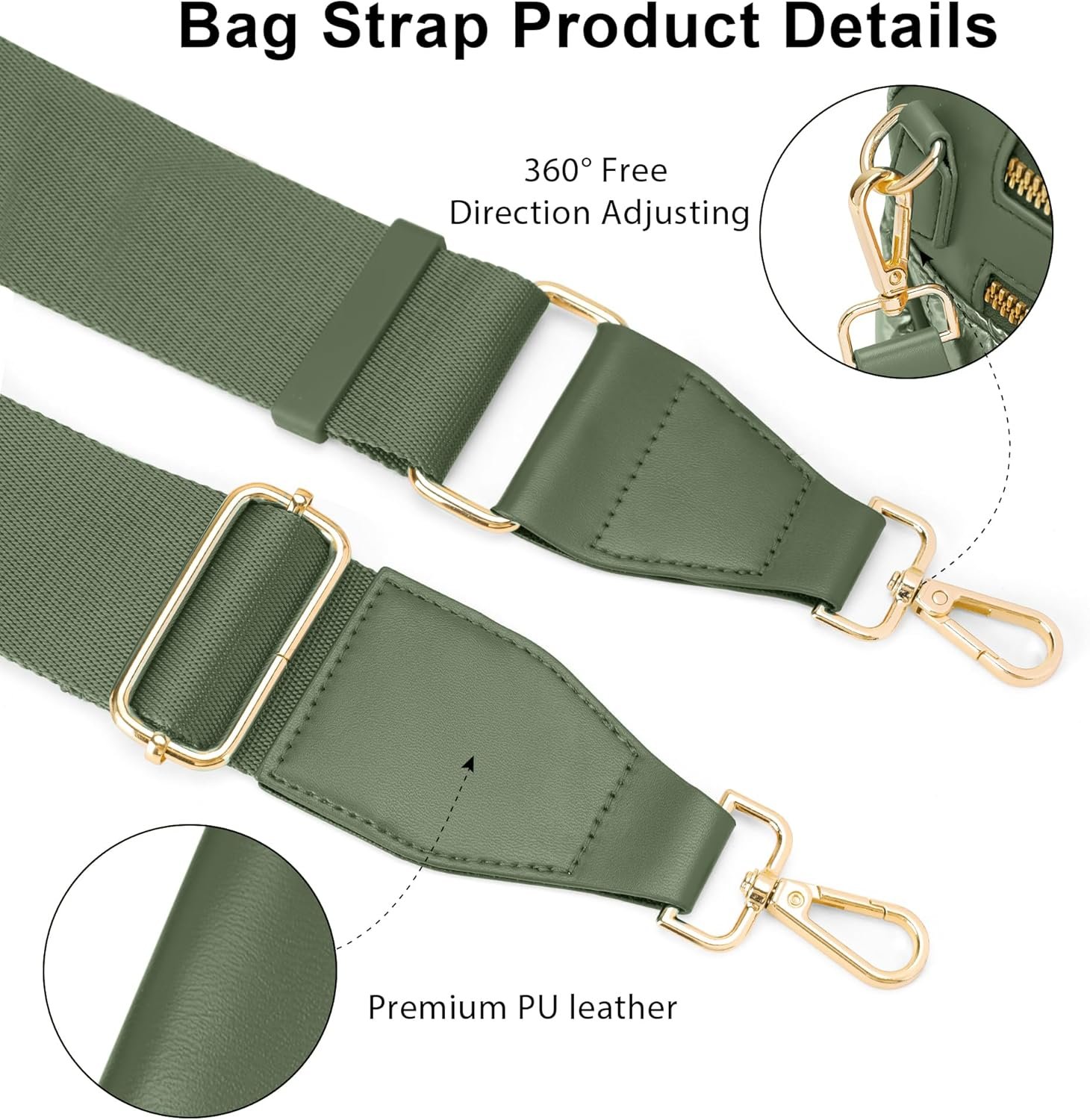 FODOKO Purse Strap Crossbody Handbag 1.97" Wide Shoulder Strap Adjustable for Handbags,Crossbody Bags,Shoulder Bags - Image 3