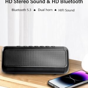 Solar Bluetooth Speaker HD Sound with 5000mAh Power Bank Function, Wireless 50H Playtime,BT5.3,TWS Pairing,IPX6 Waterproof,for Home/Outdoor/Run/Hiking/Travel/Riding/Beach/Camping/Office/Room