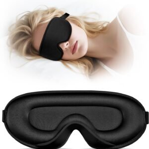 Sleep Mask for Side Sleeper Men Women | Zero Eye Pressure 3D, Light Blocking Design, Soft Breathable Eye Shade Cover for Travel, Black