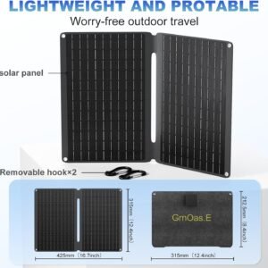 20W Portable Solar Panel with USB-C USB-A Outputs for Phone,Ipad,Power Bank,Small Fan,IP67 Waterproof Durable Solar Powered Battery,Mini Foldable Solar Panel for Camping Outdoor Backpacking
