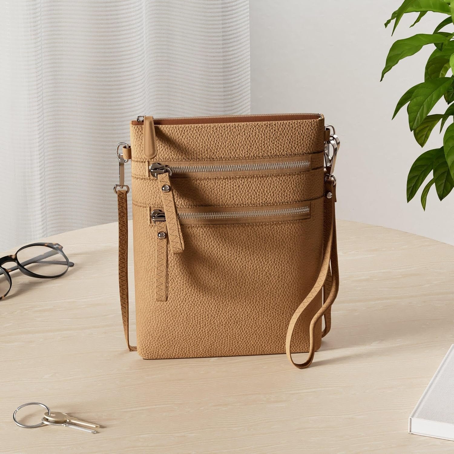 Solene Small Crossbody Bag for Women, Multi Zip Pockets with Detachable Wristlet, Lightweight Travel Purse, Cell Phone Pouch - Image 2