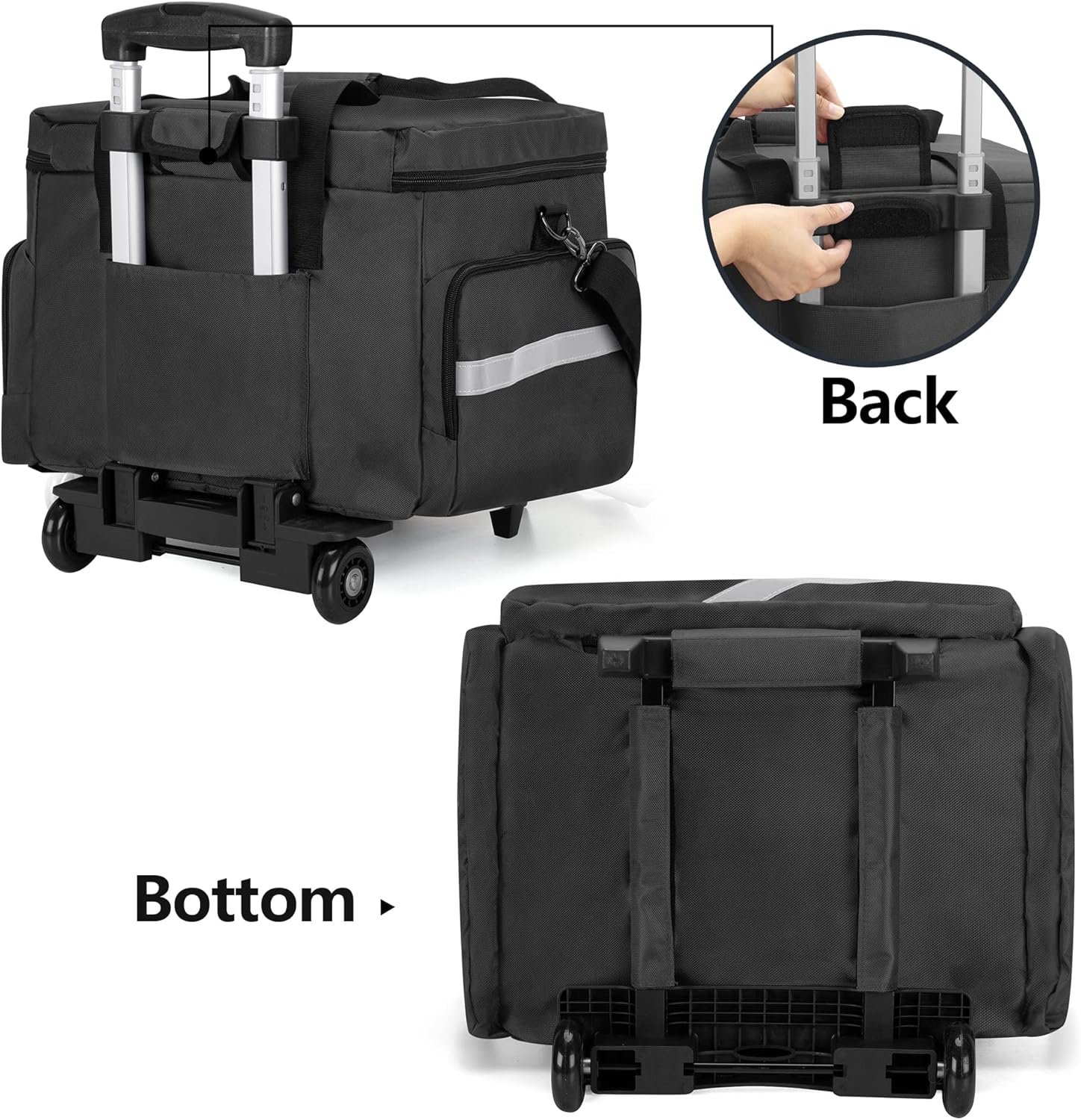 Trunab Rolling Medical Bag with Detachable Trolley, Nurse Rolling Bag with Removable Dividers 15.6” Laptop Sleeve, First Aid Responder Bag Empty for Home Health Nurses, Doctors, EMT, EMS - Image 4