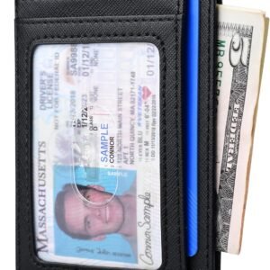 Buffway Slim Minimalist Front Pocket RFID Blocking Leather Wallets for Men and Women – Cross Black