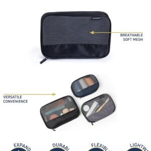 Brookstone Travel Packing Cube Set – 3 Piece Compression Space Saving Luggage Organizer, Travel Essentials, Multi
