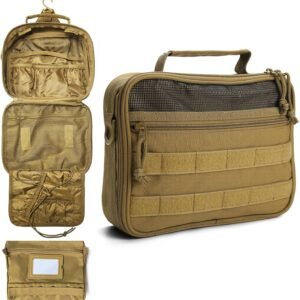 SMONT Toiletry Bag for Men Travel Toiletry Organizer Dopp Kit Travel Organizer Toiletries Travel Bag Shaving Hygiene Bag Bathroom Hanging Men’s Toiletry Bag for Short Trips Brown