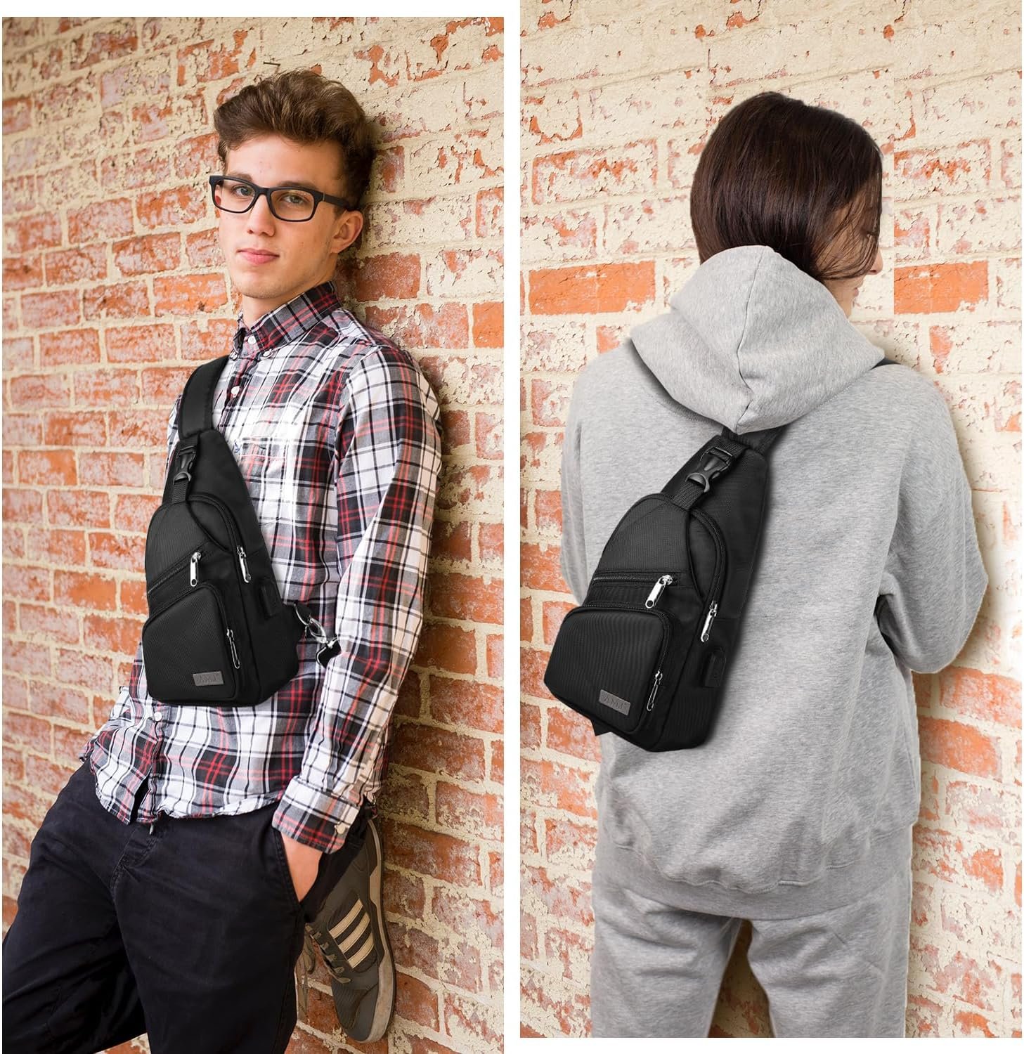 AMJ Crossbody Sling Bag Men Women, Casual Shoulder Backpack, Chest Daypack Satchel for Hiking Travel - Image 6