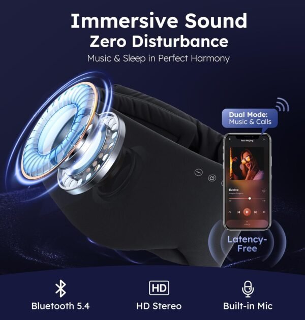 Luxury Bluetooth 5.4 Sleep Mask for Adults - Ice Fiber Cooling & HD Sound, 100% Light Blocking Adjustable Eye Cover for Travel & Side Sleepers - Soft Sleep Headphones with 10H Playtime - Image 3