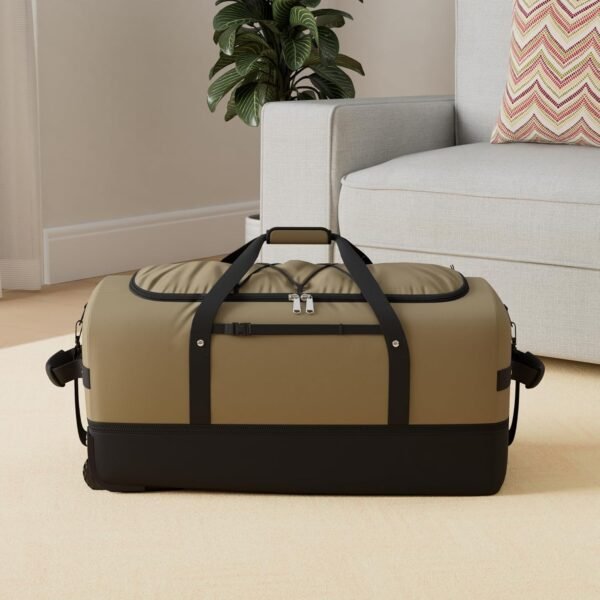 CONTAIL 32”110L Expandable 140L Rolling Duffle Bag with 2 Inline Wheels,Convertible Weekend Travel Bag with Bungee-Cord System,Army Green - Image 2