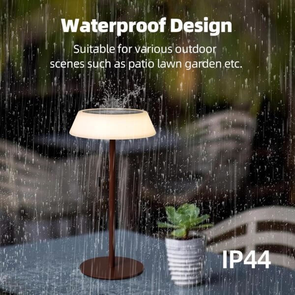 Solar LED Outdoor Table Lamp Waterproof, 3 Level Dimmable Desk Night Light, Portable Cordless USB Rechargeable, for Home/Deck/Patio/Garden (Bronze) - Image 5
