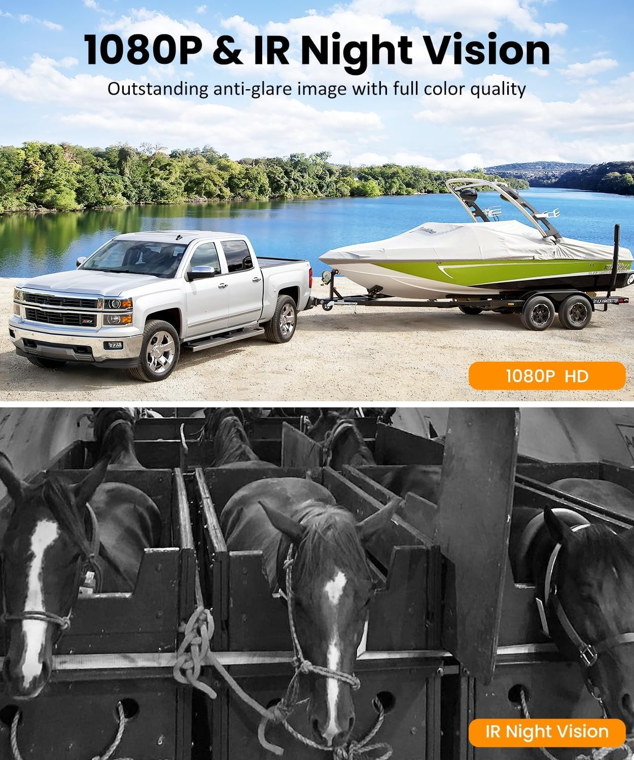 Solar Backup Camera Wireless for RVs and Trailers No-Installation - 7.2" HD 1080P Monitor,Dual Camera System, Strong Magnetic Scratch-Proof Rear View Camera for Trucks, Campers, SUVs, and Cars - Image 6