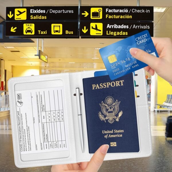 Passport Holder for Travel Essentials, Passport Wallet Cover Case for Travel Must Haves Accessories, Passport Book Holders for Women and Men, Beach - Image 2