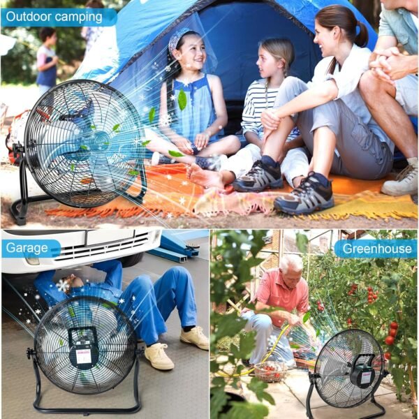 18" Solar Powered Fan for Outdoor - 26400mAh Rechargeable Battery Operated Outdoor Floor Fans with 40W Solar Panel for Gazebo Camping Home Patio - Image 9