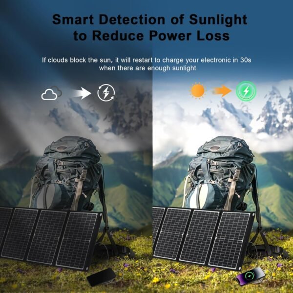 100 Watt Portable Solar Panel, Foldable Solar Panel Charger with Kickstands, QC3.0 USB-A USB-C & DC Output for Phone/Power Station, IP65 Waterproof for Camping Backpacking Hiking RV Blackout - Image 8