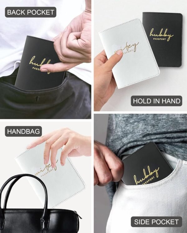 Mr and Mrs Passport Holder - His and Hers Leather Passport Cover Set | Wedding Travel Essentials for Couples | Honeymoon Gifts for Newlyweds - Image 5