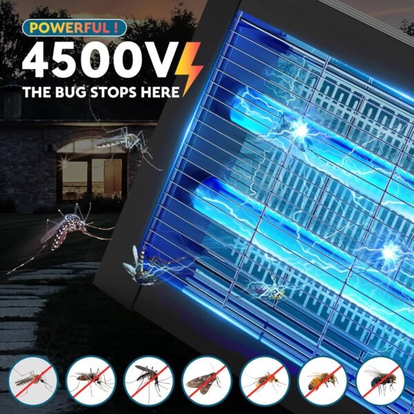 Solar Bug Zapper Outdoor, Waterproof Mosquito Zapper Outdoor Solar Powered, 4500V Electric Bug Zapper Indoor w/Smart Light Sensor, Mosquito Trap Fly Zapper for Patio Kitchen Garage Yard Camping - Image 3