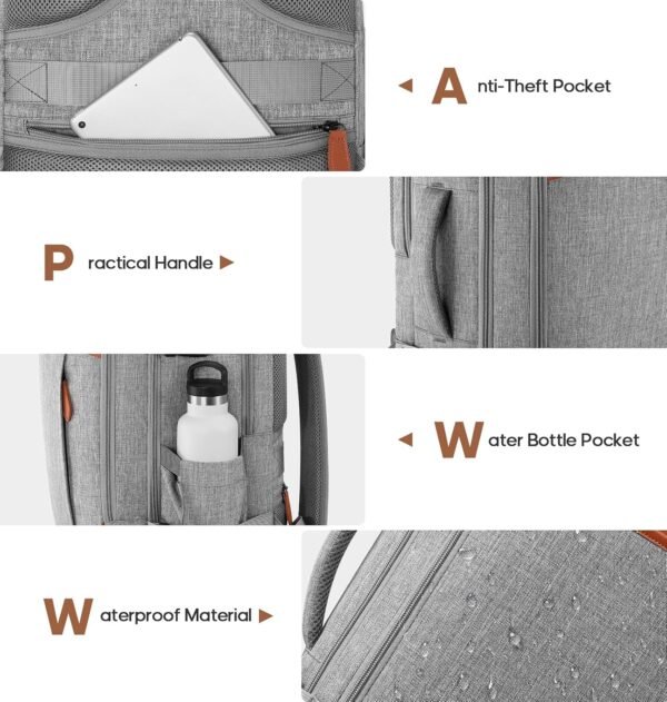 Travel Backpack, 17Inch Laptop Backpack, Carry-on Approved Bag for Men & Women, Waterproof Luggage with Packing Cubes, Shoe Pocket, Personal Item Size for Flights - Image 5