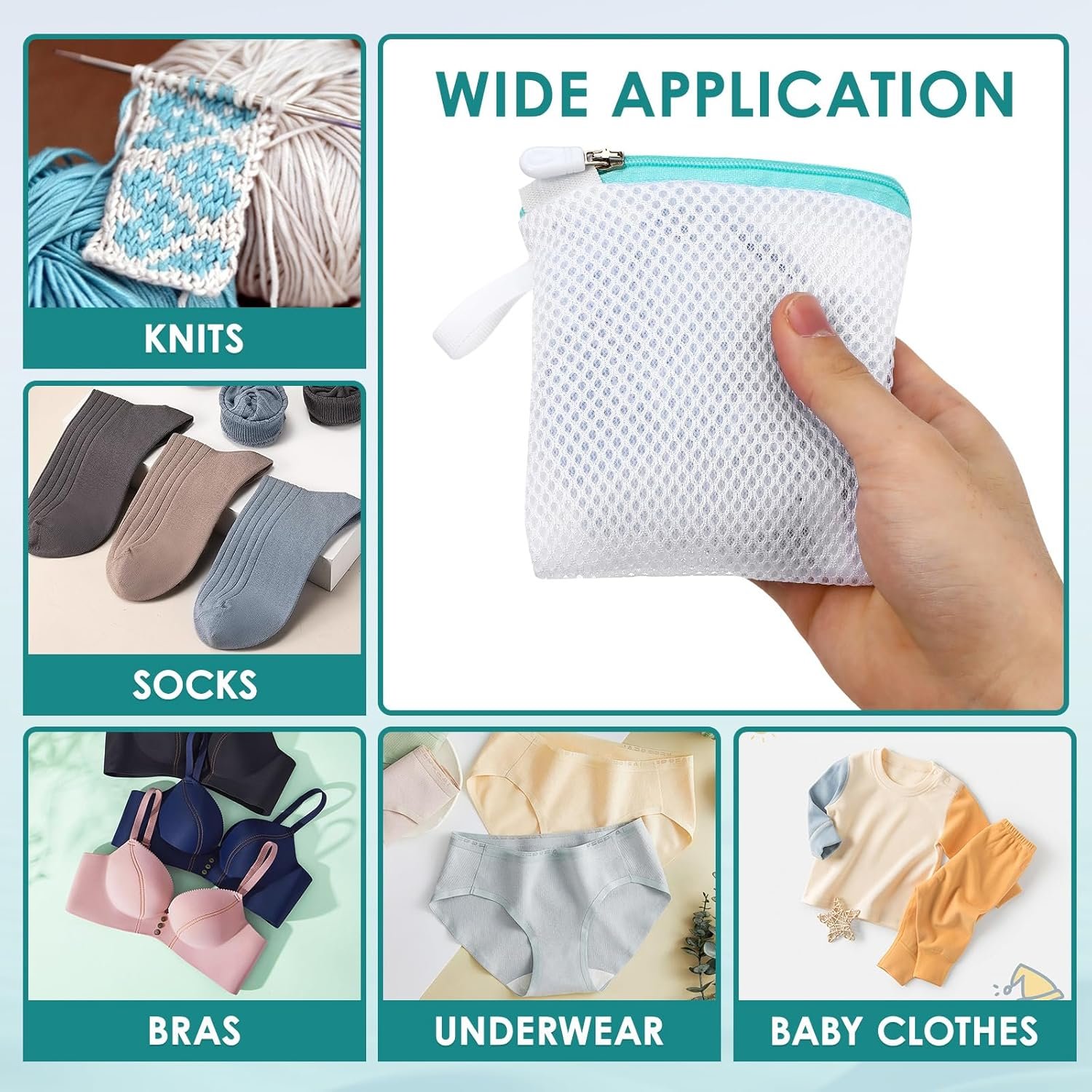 6pcs Laundry Bag Mesh Wash Bag Mini Washing Machine Underwear Washing Bag Wash Bags Protecting Wash Bag Foldable Wash Bag Laundry Pouch Travel Sandwich Mesh Laundry Mesh Bag Bra - Image 3