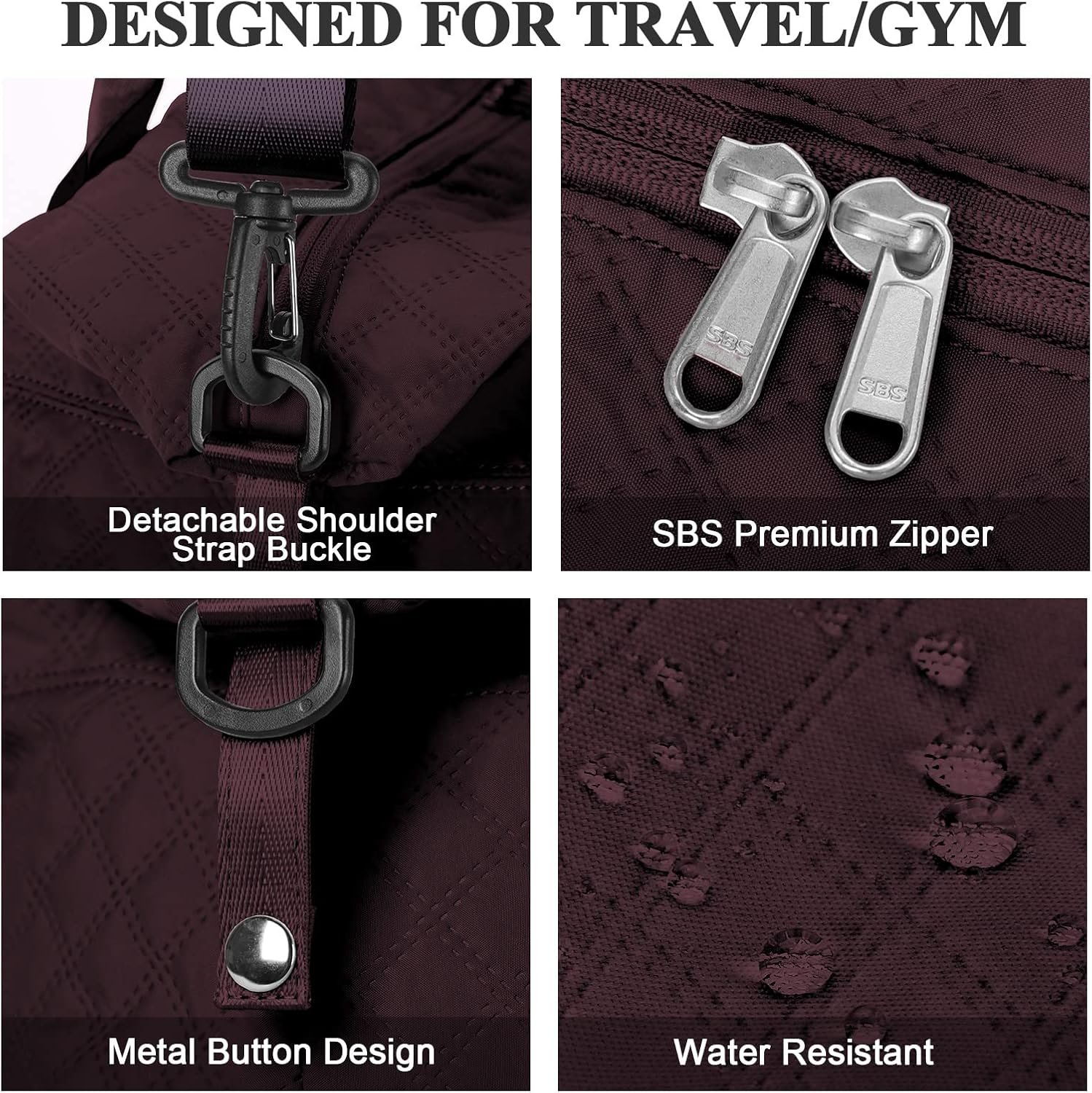 Travel Duffel Bag,Sports Tote Gym Bag,Shoulder Weekender Overnight Bag for Women - Image 6