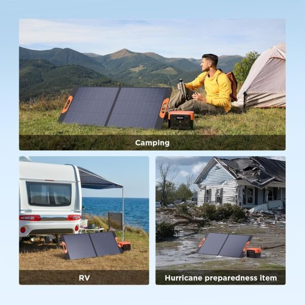 110 Watt Portable Solar Panel,Road Trip Essentials,18.6V Foldable Solar Panel Charger for Power Station,23.5% High Efficiency IP67 Waterproof 2 Kickstands for Camping RV Hurricane Blackout - Image 8