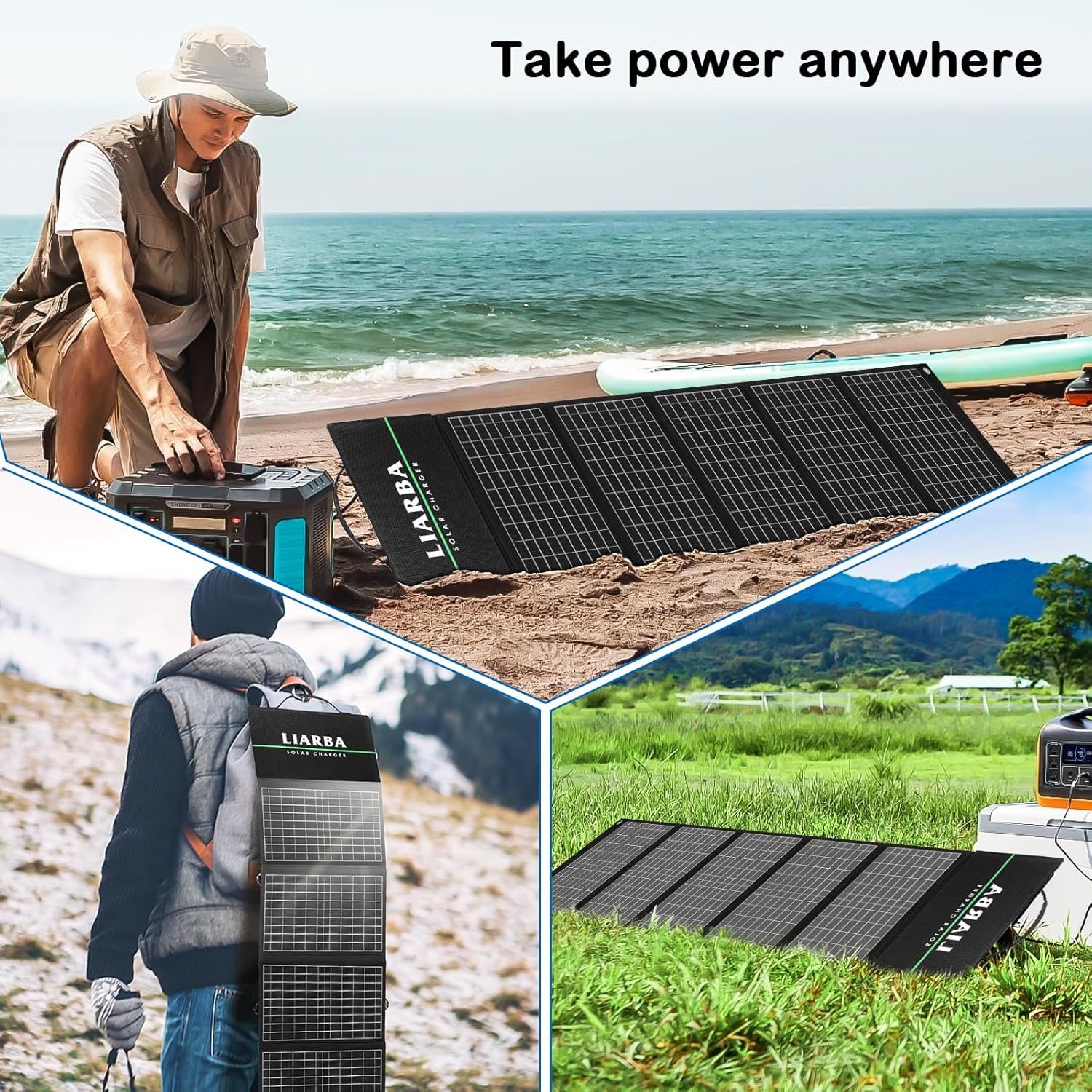 60watt Portable Solar Panels, Ip65 Waterproof Foldable Solar Panel Dual USB Ports QC3.0 DC 60W, Solar Charger for Small Power Station Camping Hiking Outdoor Activities - Image 8