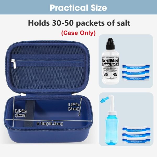 ProCase Travel Case for NeilMed Sinus Rinse Packets, Carrying Bag for Maoever Neti Pot Nasal Rinse, Portable Case for Sinus Rinse Bottle and Nasal Wash Salt Packets or Nose Cleaner Kit -Navy - Image 2