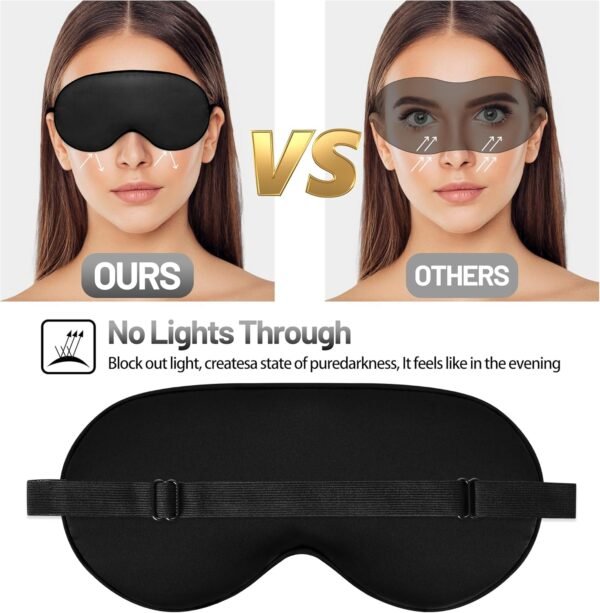 Silk Sleep Mask for Sleeping with Adjustable Strap, Satin Blackout for Men&Women, Comfortable Blindfold Eyeshade for Night Sleep (Black,Blue,Green) - Image 4