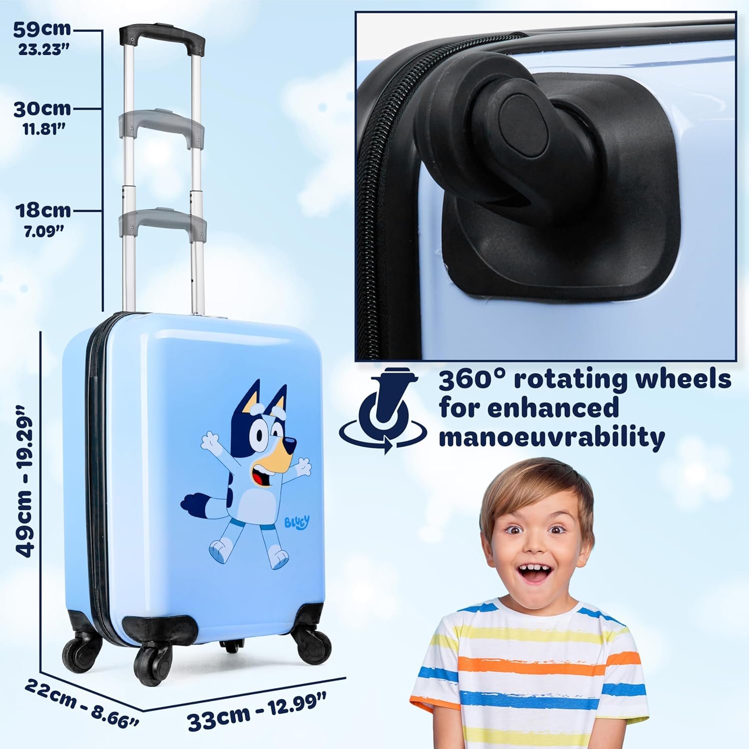 Bluey Kids Luggage with Wheels Rolling Suitcase Small Carry On Travel Suitcase Vacation Weekend Trips Travel Essentials - Image 4