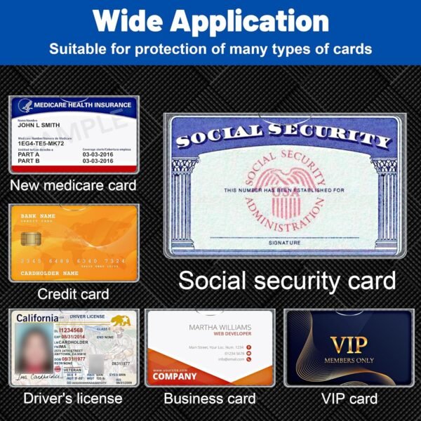 6 Pack Social Security Card Protector Sleeves/New Medicare Card Protector Sleeve/Credit Card Holder,24 Mil Soft Clear Card Sleeves for Waterproof SSN Card Protector/Credit Card Cover - Image 6