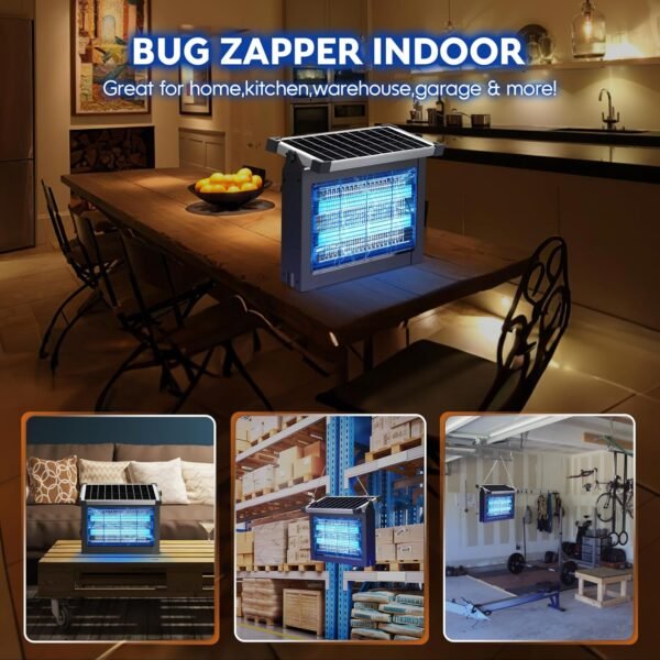 Solar Bug Zapper Outdoor, PhatroyYee Mosquito Zapper 4500V, Waterproof Portable Fly Zapper, Rechargeable Electric Mosquito Killer, Cordless Fly Insect Mosquitos Trap for Patio Yard Home Garden Camping - Image 7
