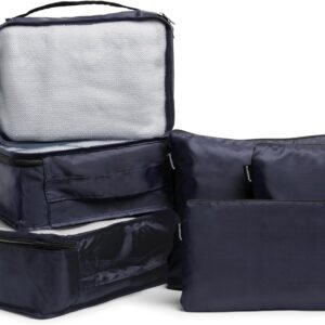 Brookstone Packing Cubes – 6 Piece Compression Packing Cubes for Travel – Tear Resistant Travel Essentials Bag Organizer Set, Blue