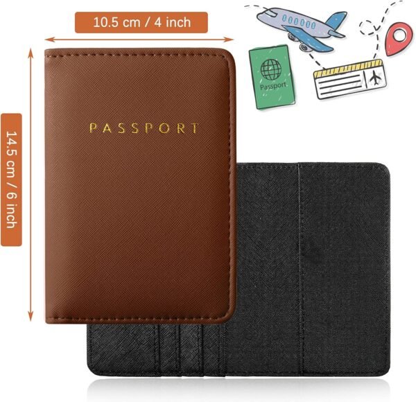Frienda 2 Pieces Bridal Passport Covers Holder Waterproof Leather Holder Covers Travel Wallet Passport Case for Women and Men - Image 2